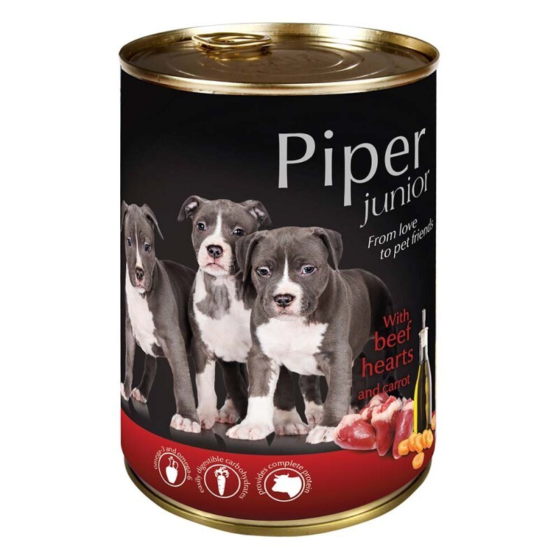 Piper Κονσερβα Puppy Junior Μοσχαρισιες Καρδιες & Καροτο 400G