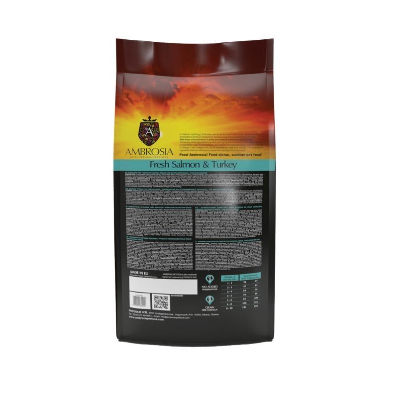 Ambrosia Adult Mini Senior Light Γαλοπουλα & Σολωμο 5Kg
