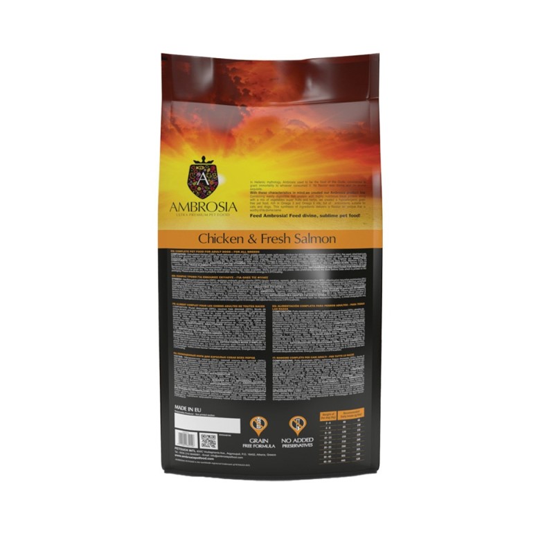 Ambrosia Adult Κοτοπουλο & Σολωμος 2Kg