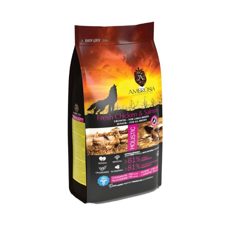 Ambrosia Puppy Large Κοτοπουλο & Σολωμος 2Kg