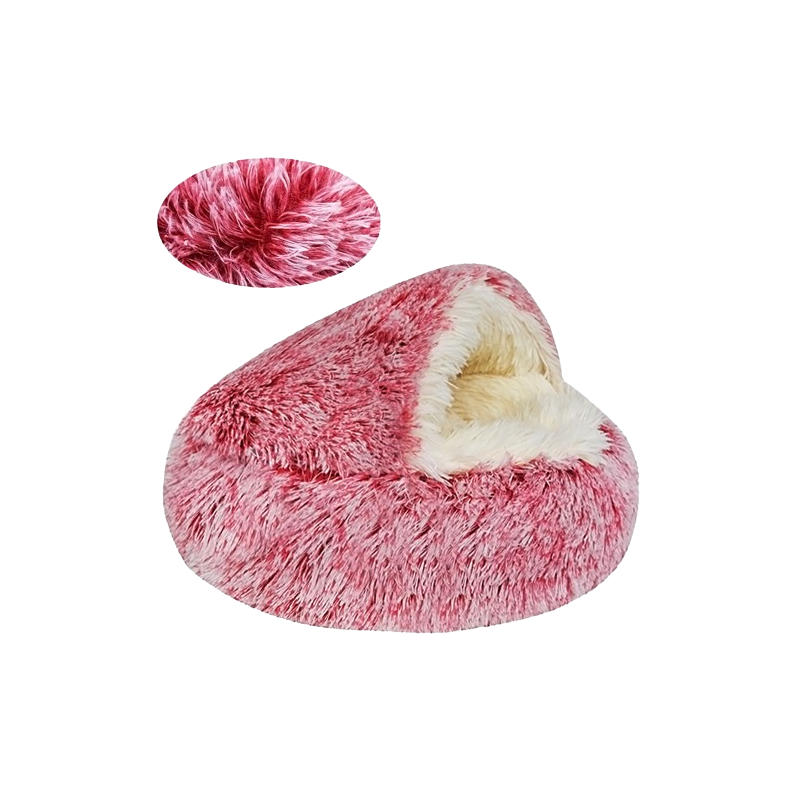 Denik Pets Γούνινο Antistress Fluffy Φωλιά Στρογγυλή Σκυλου-Γατας 60cm Κόκκινη