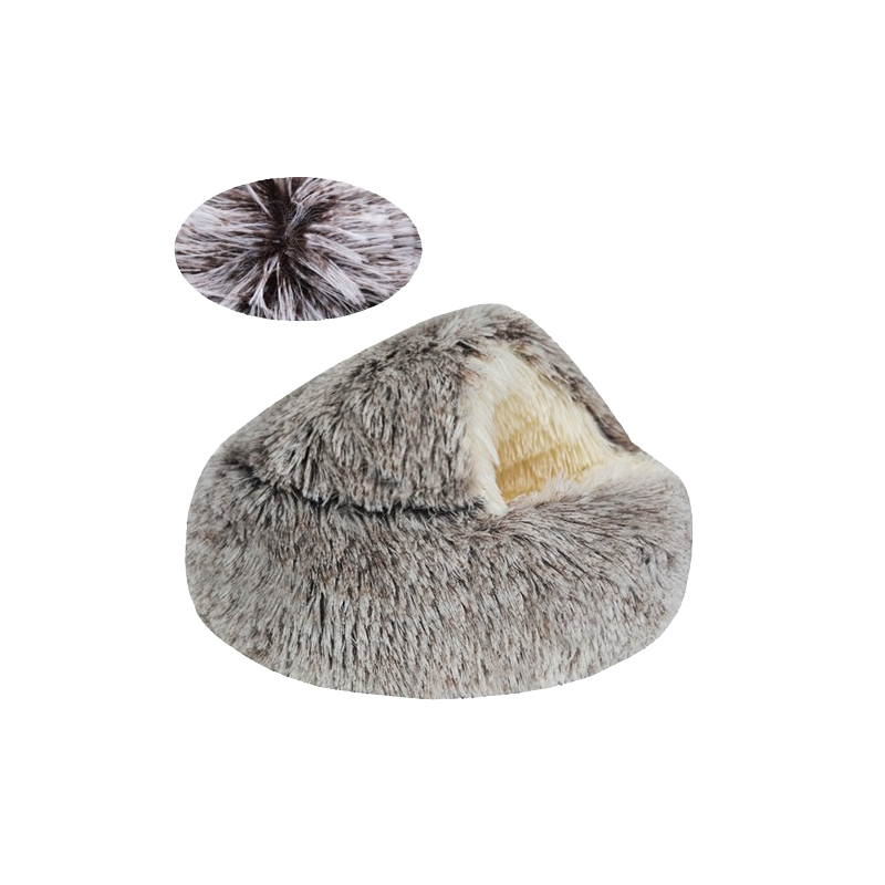 Denik Pets Γούνινο Antistress Fluffy Φωλιά Στρογγυλή Σκυλου-Γατας 60cm Καφέ/γκρι