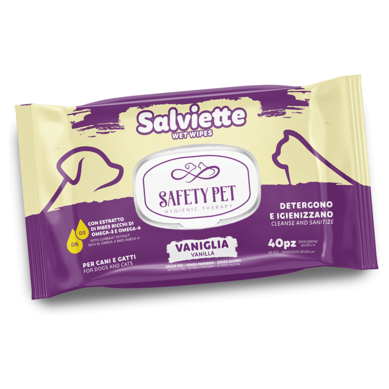 Safety Pet Μαντηλακια Καθαρισμου Vanilla & Karite 40Τμχ