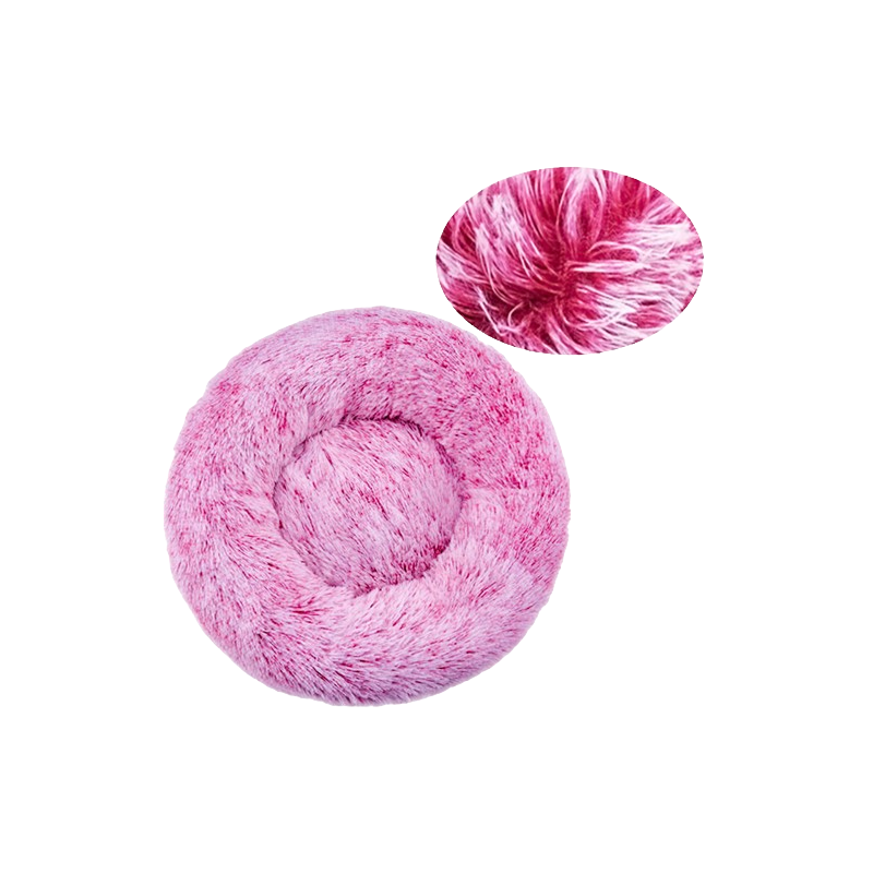 Denik Pets Γουνινο Antistress Fluffy Κρεβατι Στρογγυλο Σκυλου-Γατας 80Cm Ροζ Άσπρο