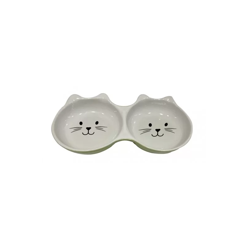 Paw Care Διπλό Μπωλ Πράσινο Γάτα 150ml