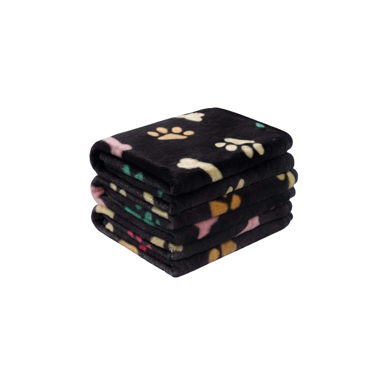 Denik fleece Κουβερτα Μαυρη Με Πατουσακια 52x76cm