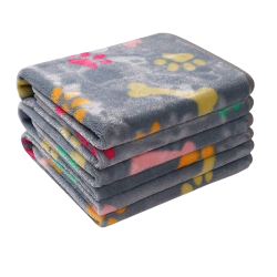 Denik fleece Κουβερτα Γκρι/Μπλε Με Πατουσακια 104x76cm
