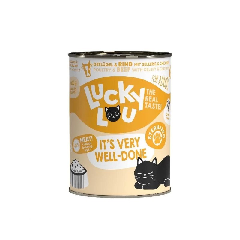 Lucky Lou LifeStage Adult Sterilized Πουλερικά & Βοδινό με Σέλινο & Κιχώριο 400gr