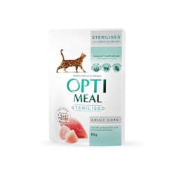 Opti Meal Φακελακι Γατας Sterilized Κοτοπουλο & Γαλοπουλα Φιλετο 85G 00000142