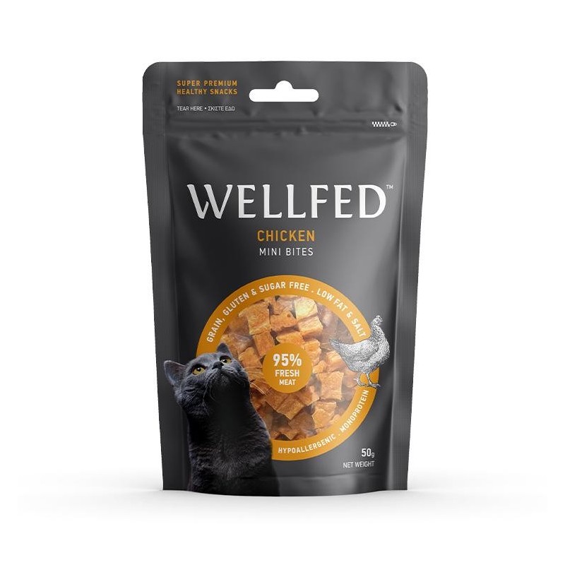 Wellfed Λιχουδιες Γατας Mini Chicken Bites 50G