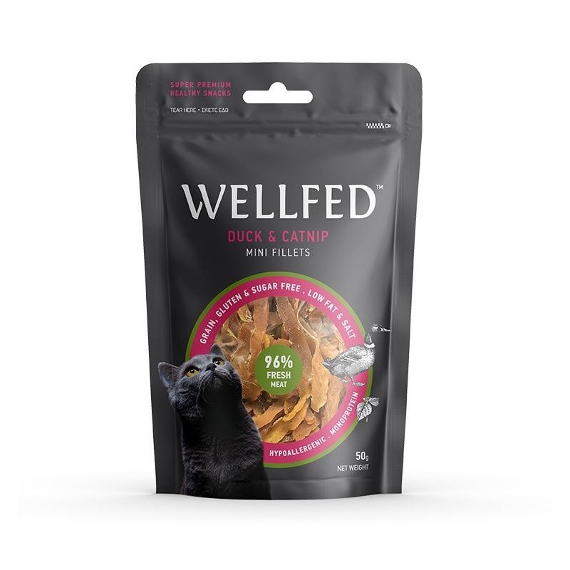 Wellfed Λιχουδιες Γατας Mini Duck Bites & Catnip 50G
