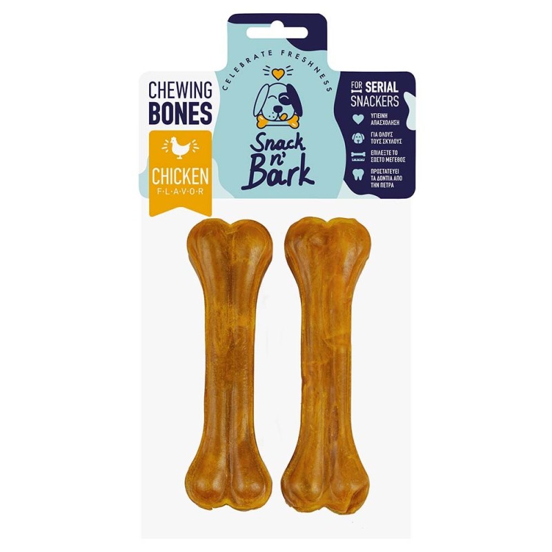 Snack N Bark Συμπαγες Κοκκαλο Με Γευση Κοτοπουλο 16Cm 90G 2Τμχ