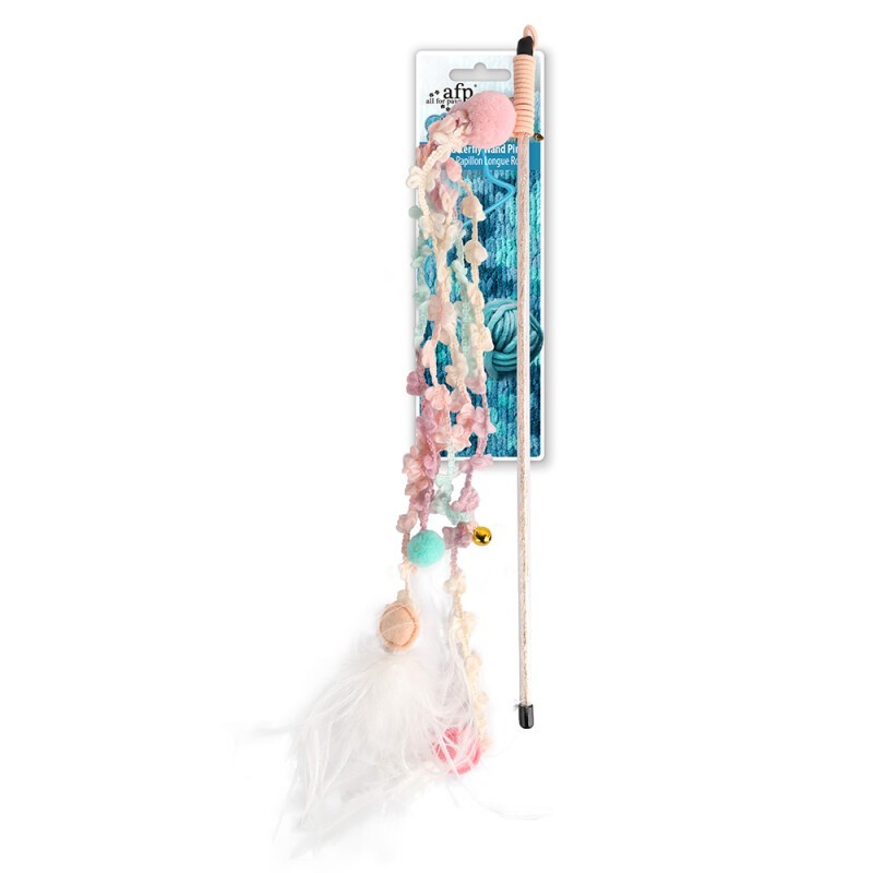 Afp Παιχνιδι Γατας Ραβδι Knotty Habbit Butterfly Wand Ροζ 50Cm