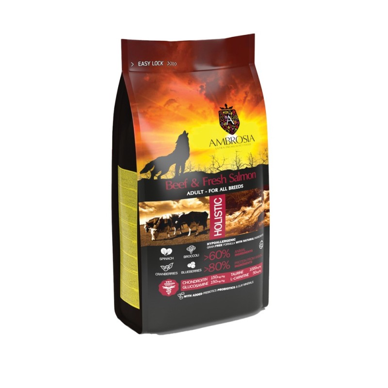 Ambrosia Adult Μοσχαρι & Φρεσκος Σολωμος 12Kg