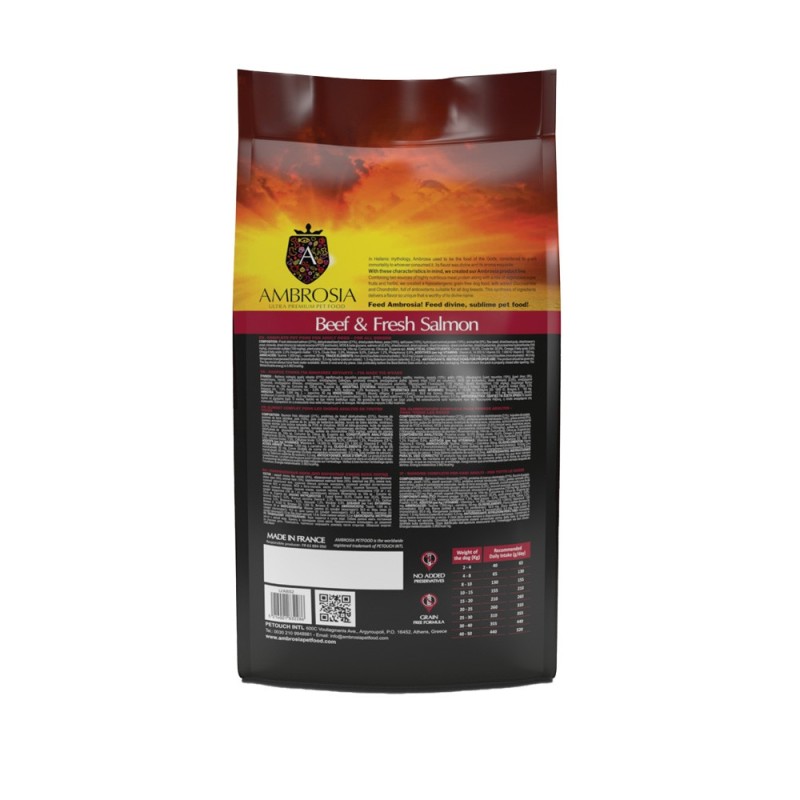 Ambrosia Adult Μοσχαρι & Φρεσκος Σολωμος 12Kg