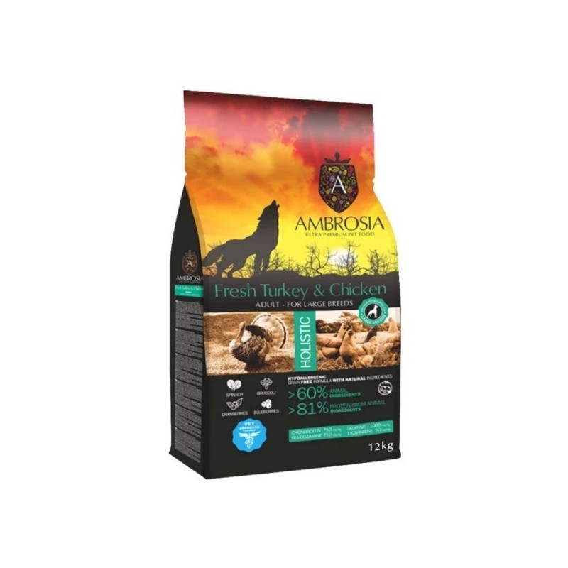 Ambrosia Adult Large Γαλοπούλα & Κοτόπουλο 12Kg