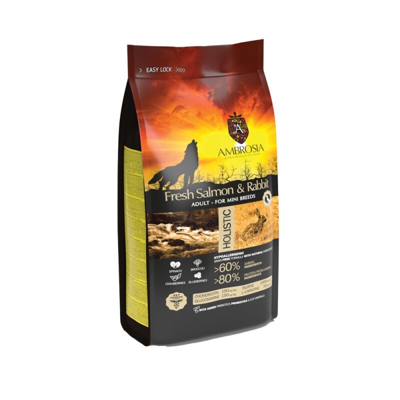 Ambrosia Adult Mini Κουνελι & Σολωμος 1.5Kg