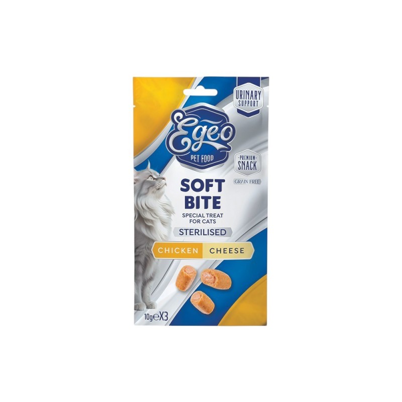 Egeo Λιχουδιες Γατας soft bites urinary support chicken cheese 10g x 3