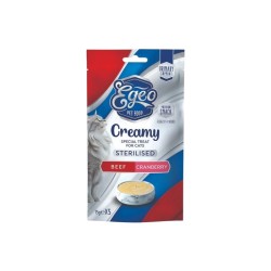 Egeo Cat Creamy Sterilized Beef & Cranberry – Κρεμώδες σνακ για στειρωμένες γάτες 15gx5