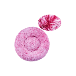 Denik Pets Γουνινο Antistress Fluffy Κρεβατι Στρογγυλο Σκυλου-Γατας 60Cm Άσπρο Ροζ DPFPKW360