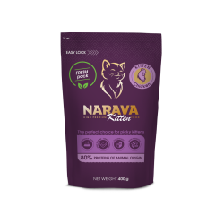 Narava Cat Kitten Chicken – πλήρης τροφή για γατάκια με κοτόπουλο που υποστηρίζει ανάπτυξη και υγιές τρίχωμα.