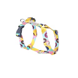 Σαμαράκι σκύλου Amiplay Casual Donut Small με πολύχρωμο σχέδιο, ρυθμιζόμενο σε λαιμό και στήθος