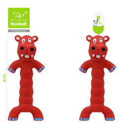 Παιχνίδι σκύλου Nunbell latex ιπποπόταμος 18cm με ήχο κόκκινο