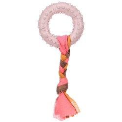 Flamingo Puppy Bunty Ring 17x7x2cm παιχνίδι σκύλου με δακτύλιο TPR και υφασμάτινη πλεξούδα