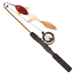 Denik Pets καλάμι ψαρέματος γάτας με κόκκινο ψάρι 77cm