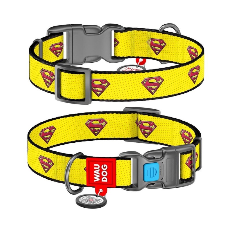 Waudog Περιλαιμιο Σκυλου Superman Με Smart Id 24-40Cm