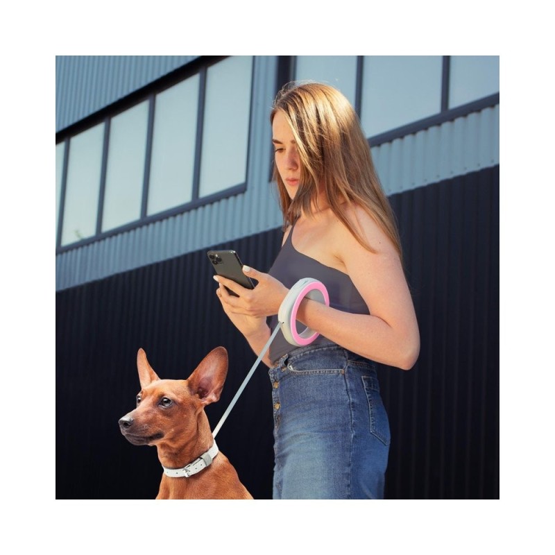 Waudog Οδηγος Σκυλου Ring Hands Free Πτυσσομενος Ροζ  Xs-S Εως 40Kg 2.9Μ