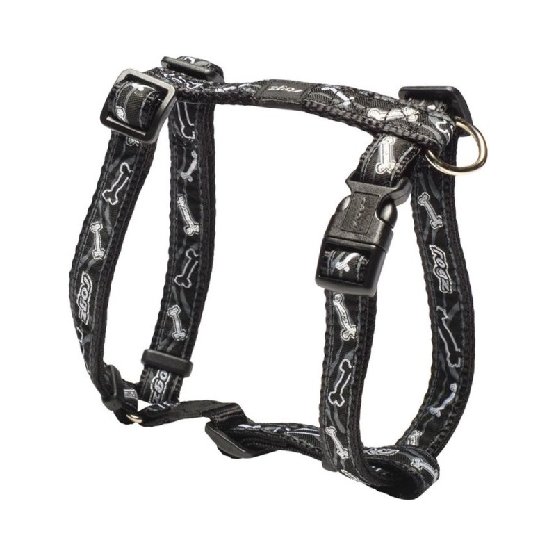 Rogz Classic Harness Black Bone Medium 16Mm Εως 14,7Kg